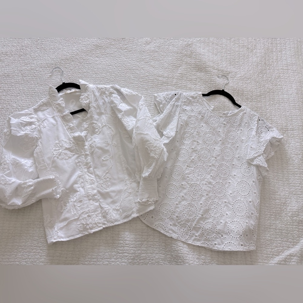 Entro and Ces Femme set of two white tops